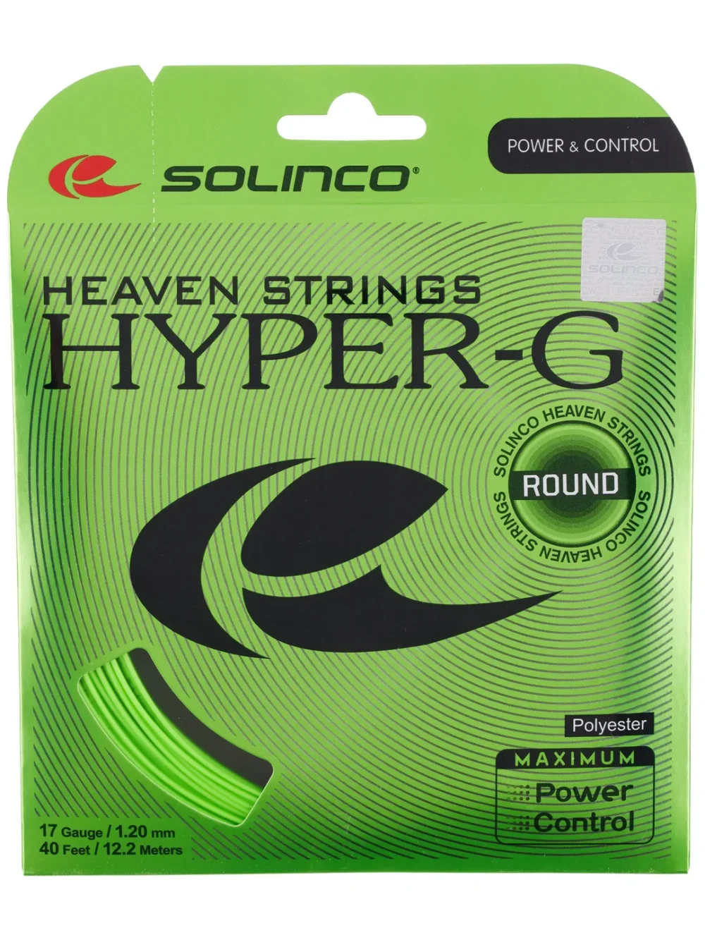 Solinco Hyper G Round Green Tennis String Cut from reel - 17 Gauge (12m, 1.20mm)